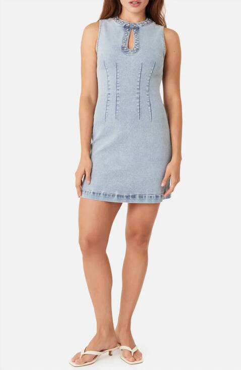 HABITUAL Dresses & Skirts - NEW HABITUAL studded seamed denim minidress in light blue